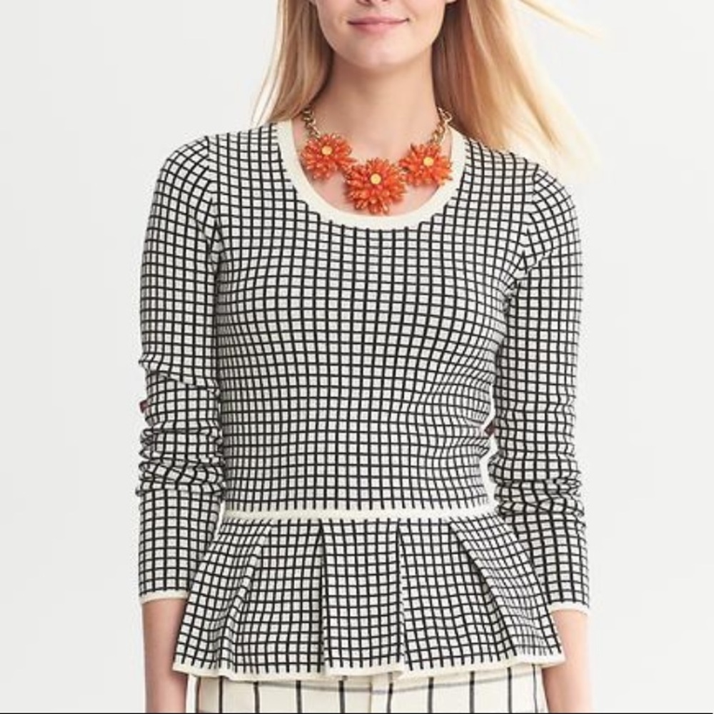 Banana Republic Windowpane Peplum sweater